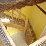 Escalier à noyau - Chêne et inox - 2